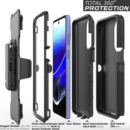 Rugged ShockProof Armor Hybrid Phone Case Cover Belt Clip Stand Screen Protector