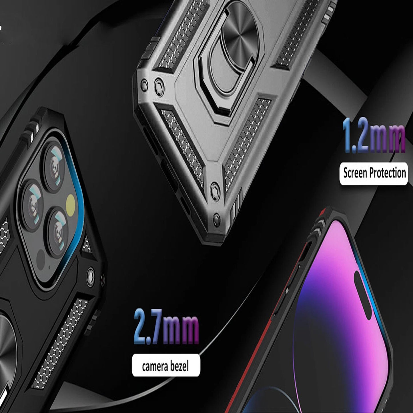 For iPhone 12 Case /12 Pro Max/Mini/ Phone Cover Shockproof Stand + Glass Screen