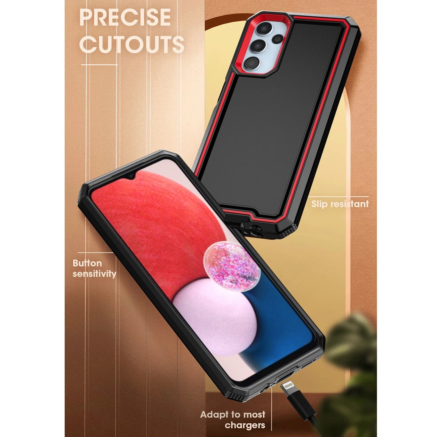 For Samsung Galaxy A16 A14 A15 A54 5G Phone Case PC+TPU Cover +Tempered Glass