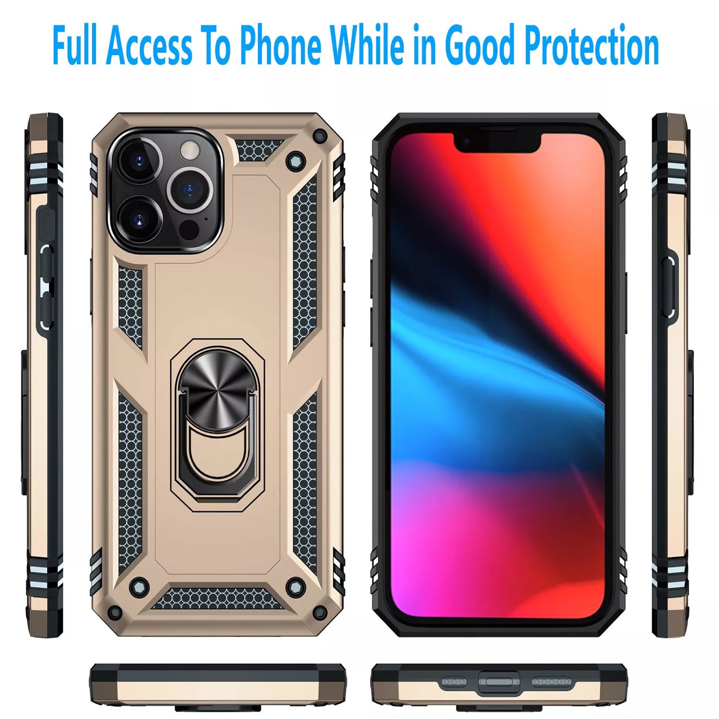 For iPhone 12 Case /12 Pro Max/Mini/ Phone Cover Shockproof Stand + Glass Screen