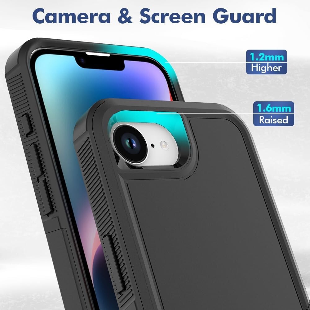 For Apple iPhone 16e Phone Case Heavy-Duty Tough Dual Layer Cover+Tempered Glass