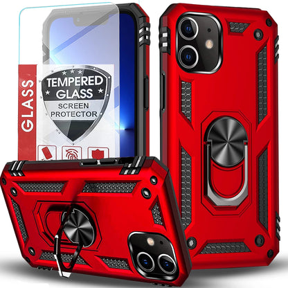 For iPhone 12 Case /12 Pro Max/Mini/ Phone Cover Shockproof Stand + Glass Screen