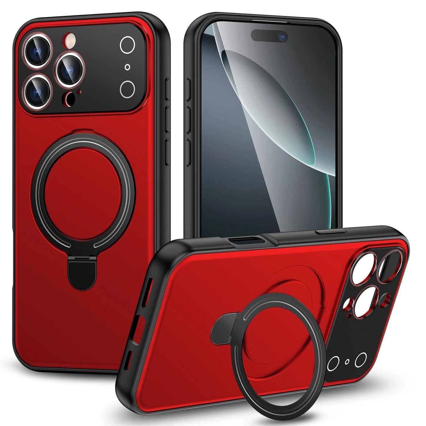 iPhone 17 Pro Max Shockproof MagSafe Case with 360�� Ring Stand - Heavy Duty Protection for iPhone 16/15/14/13 Se
