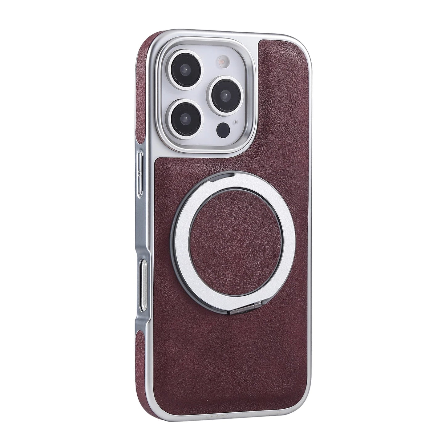 For iPhone 17 Pro Max 16 15 14 13 Shockproof PU Leather Magnetic Ring Stand Case