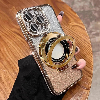For iPhone 17 16 Pro Max 15 14 13 12 11 Glitter Bling Diamond Mag Safe Ring Case