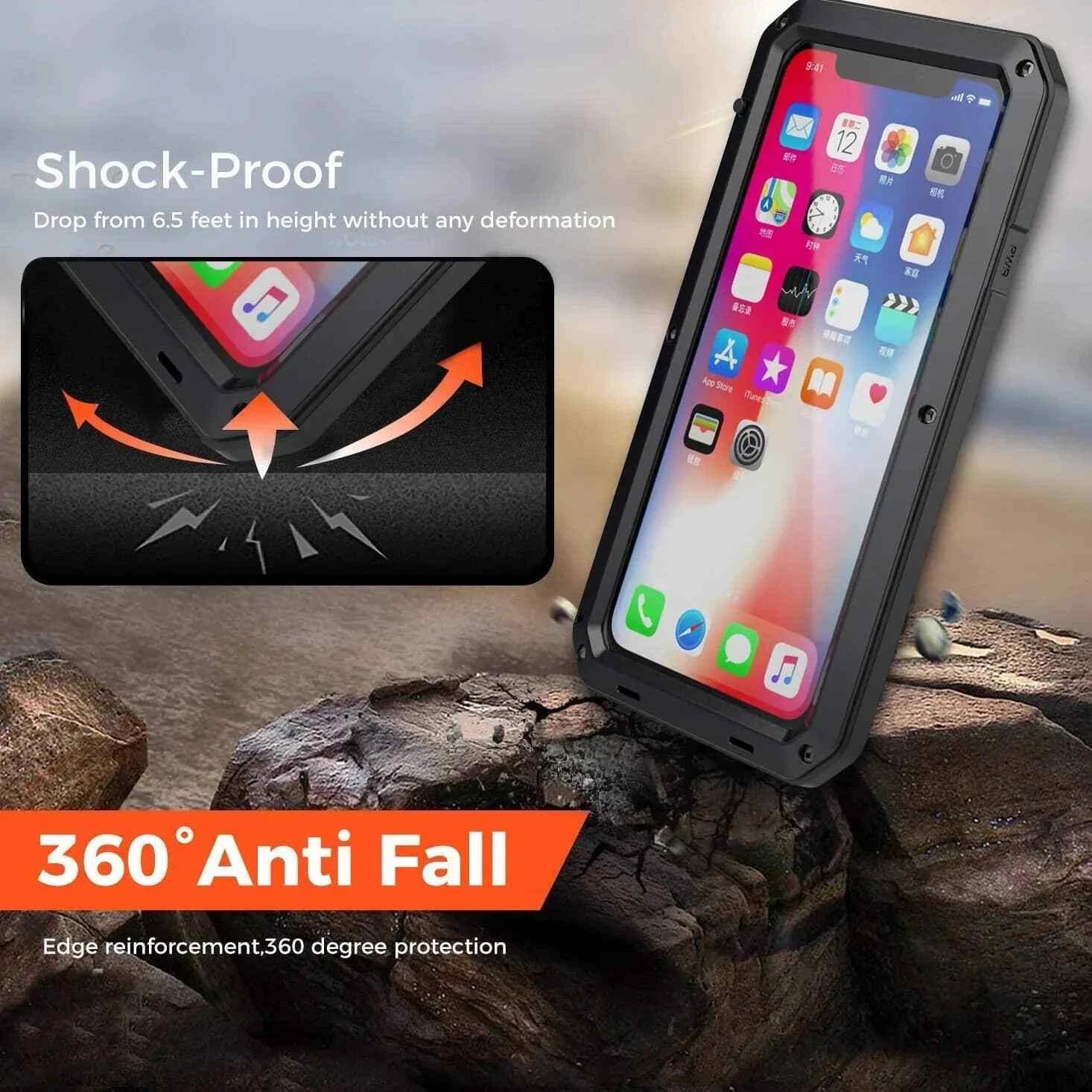 Heavy Duty Protection Armor Metal Case for iPhone 16e 16 15 14 13 12 11 Pro Max