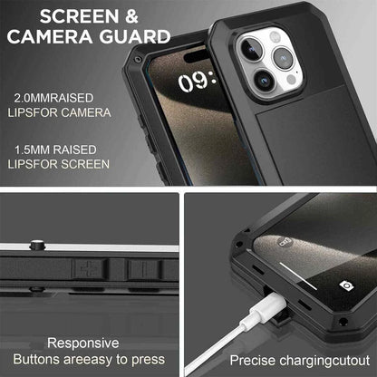 Heavy Duty Protection Armor Metal Case for iPhone 16e 16 15 14 13 12 11 Pro Max