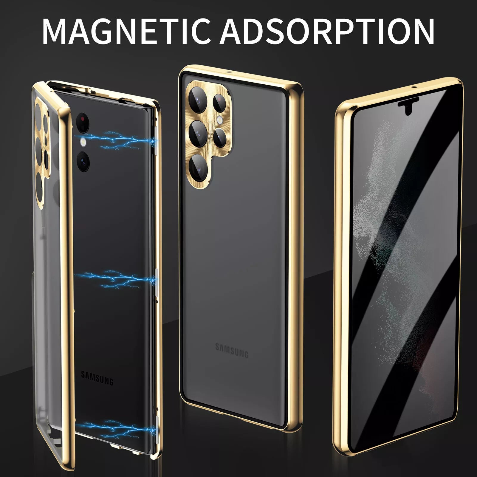 For Samsung Galaxy S25 Ultra S24+ S23 S22 S21 360�� Anti-Spy Magnetic Glass 