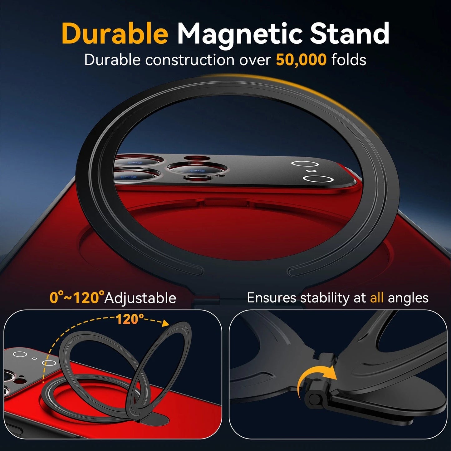 For iPhone 17 Pro Max Air 16 15 14 13 Pro Shockproof Ring Stand Mag Safe Case