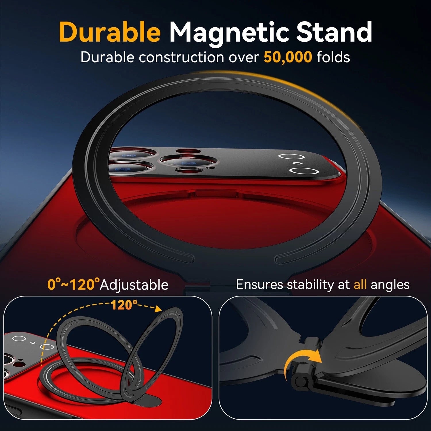 For iPhone 17 Pro Max Air 16 15 14 13 Pro Shockproof Ring Stand Mag Safe Case