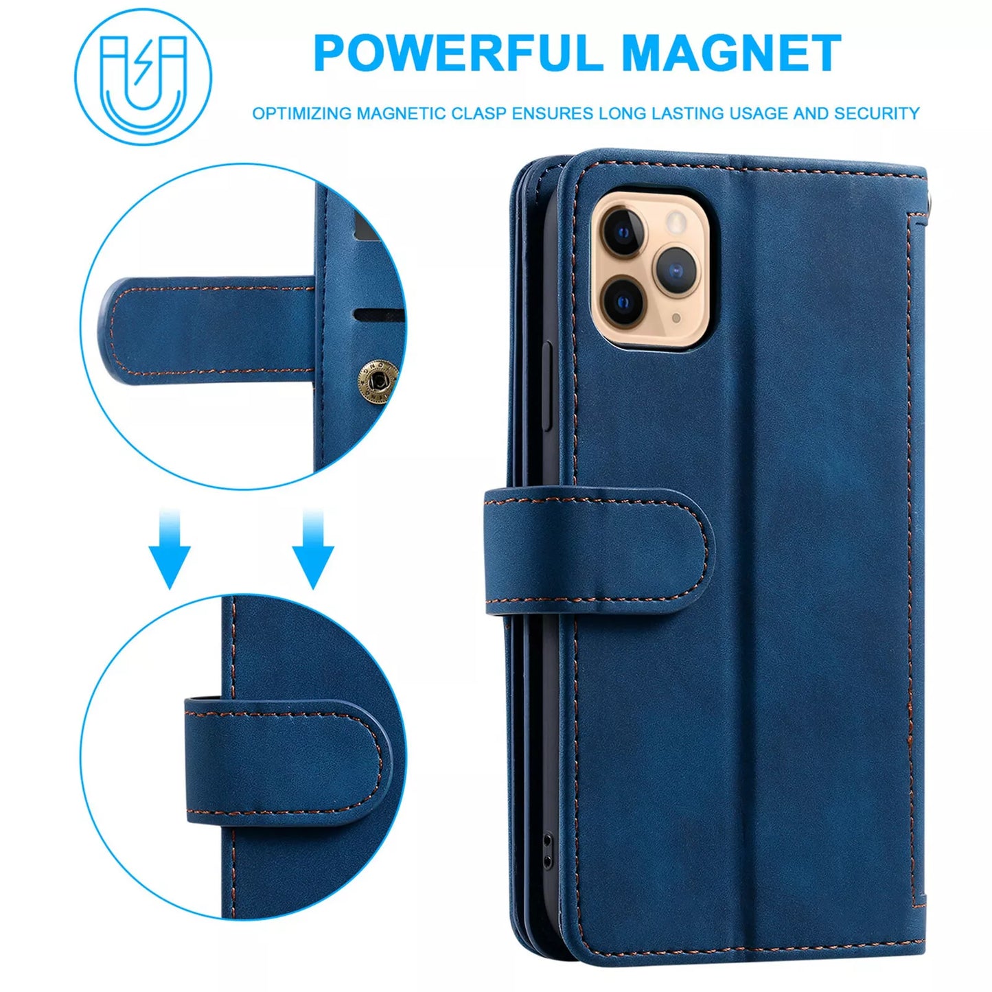 Zipper Leather Wallet Case For iPhone 16 15 17 Pro Max 14 13 12 11 Flip Cover