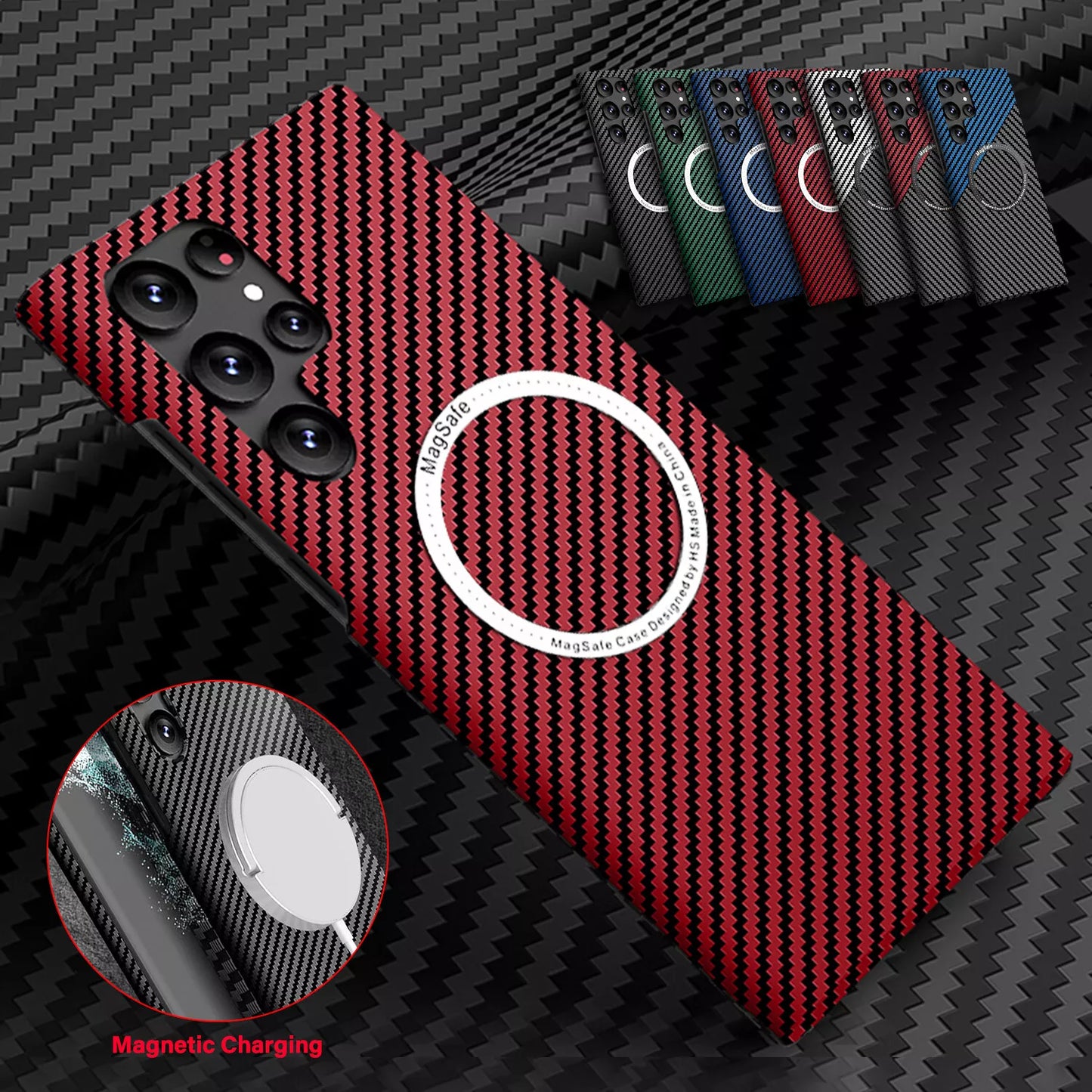 For Samsung Galaxy S25 Ultra S24 S23S22 MagSafe Case Magnetic Carbon Fiber Cover