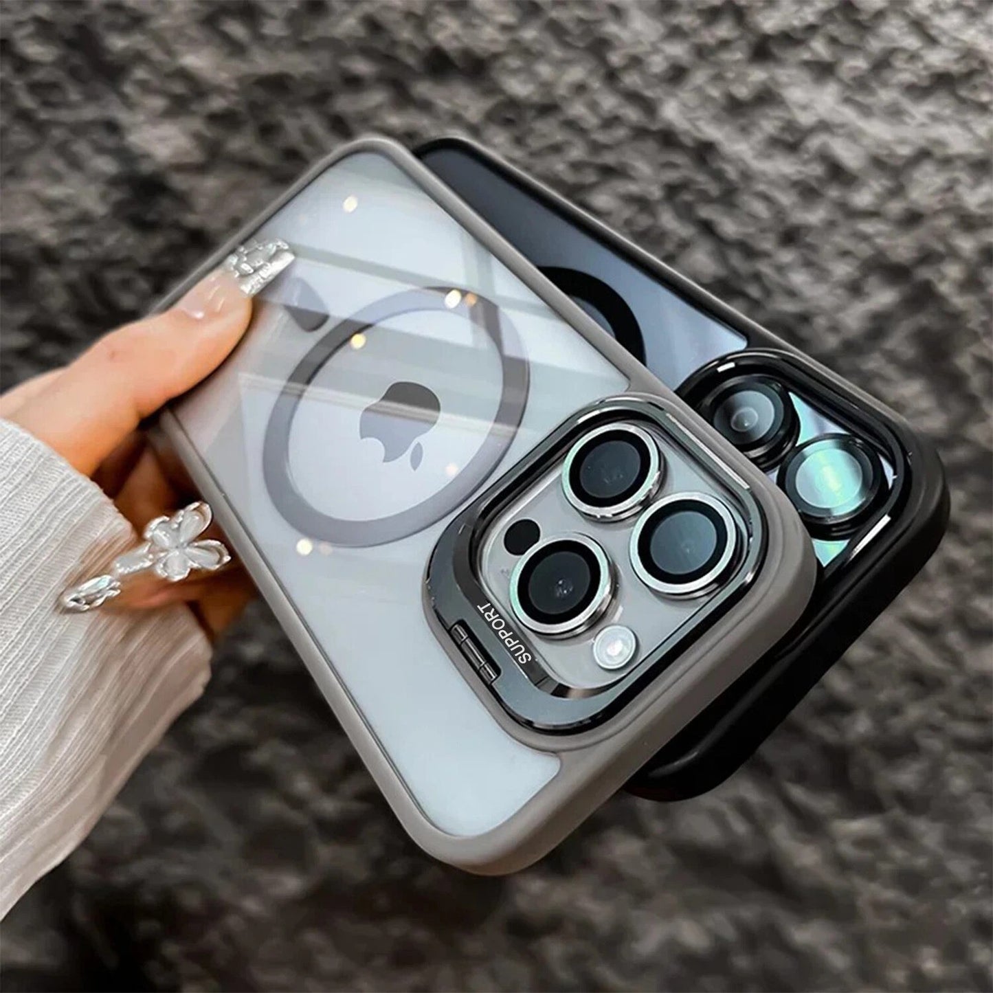 Camera Stand Mag Safe Case For iPhone 17 Pro Max 16 15 14 Plus 13 Lens Protector