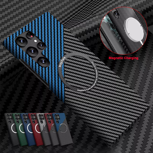 For Samsung Galaxy S25 Ultra S24 S23S22 MagSafe Case Magnetic Carbon Fiber Cover