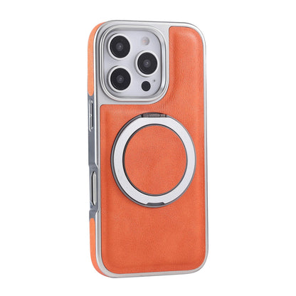 iPhone 17 Pro Max 16 15 14 Shockproof PU Leather Case with Magnetic Ring Stand - Slim Protective Cover