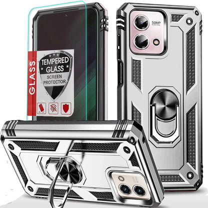Motorola Moto G 2025 Case - Heavy Duty Shockproof Cover with Tempered Glass Screen Protector for Moto G 5G