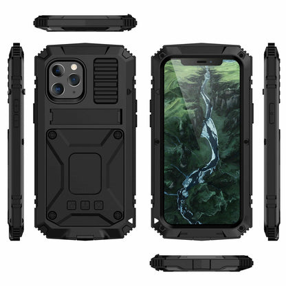 Heavy Duty Armor Metal Screen Glass Stand Case for iPhone 17 Pro Max 16 15 14 13