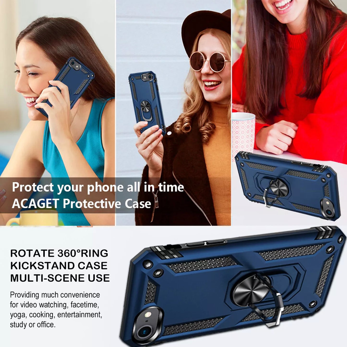 For iPhone SE Case /8/7/Plus/6S/SE 2020/Phone Cover Shockproof + Tempered Glass