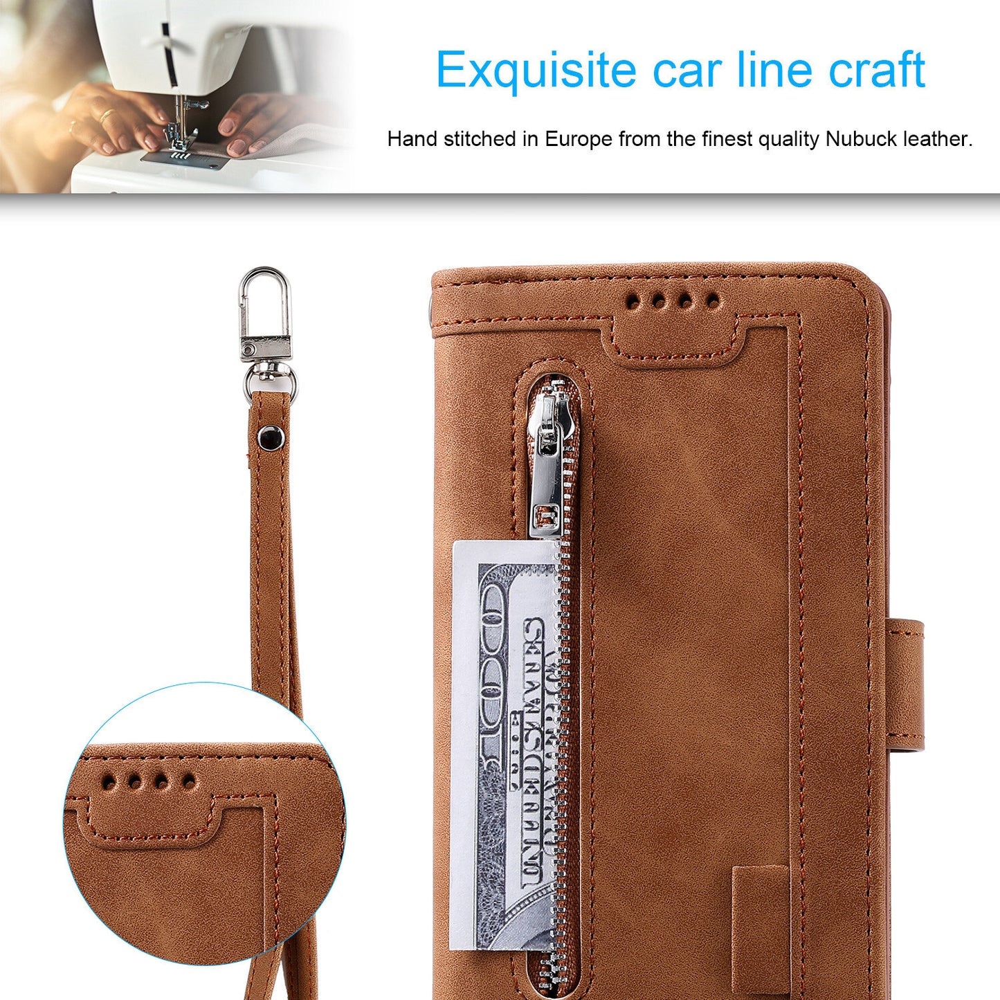Zipper Leather Wallet Case For Samsung Galaxy S25 S24 S23 S22 Ultra Plus S21 S20