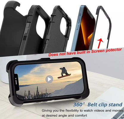 For iPhone 17 Air 16 15 14 Plus 13 12 11 Pro Max Shockproof Heavy Duty Case Clip