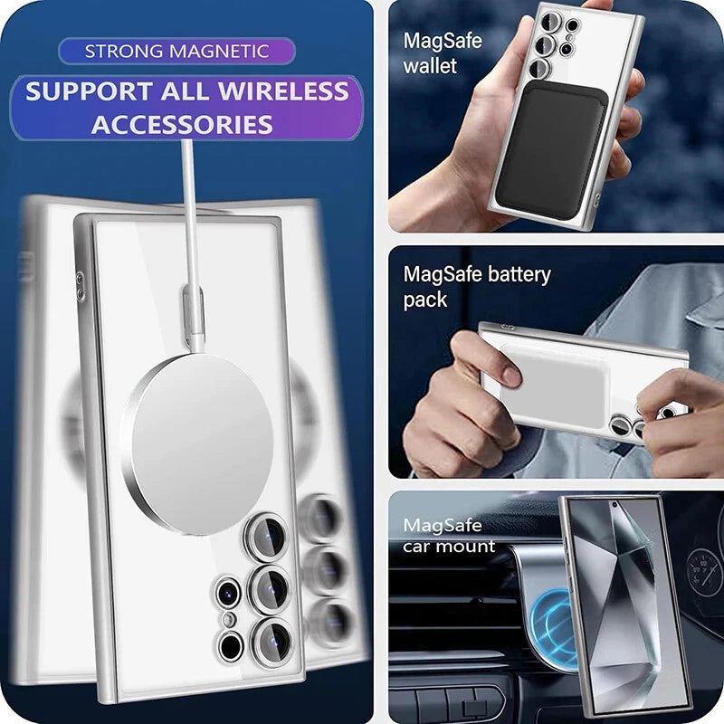 For Samsung Galaxy S25 S24 Ultra Edge Plus Clear Case Magnetic Mag Safe Cover