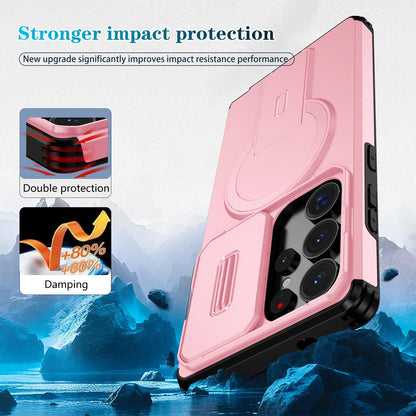 For Samsung Galaxy S25FE S24 S25 Ultra Shockproof Mag Safe Stand Slide Lens Case