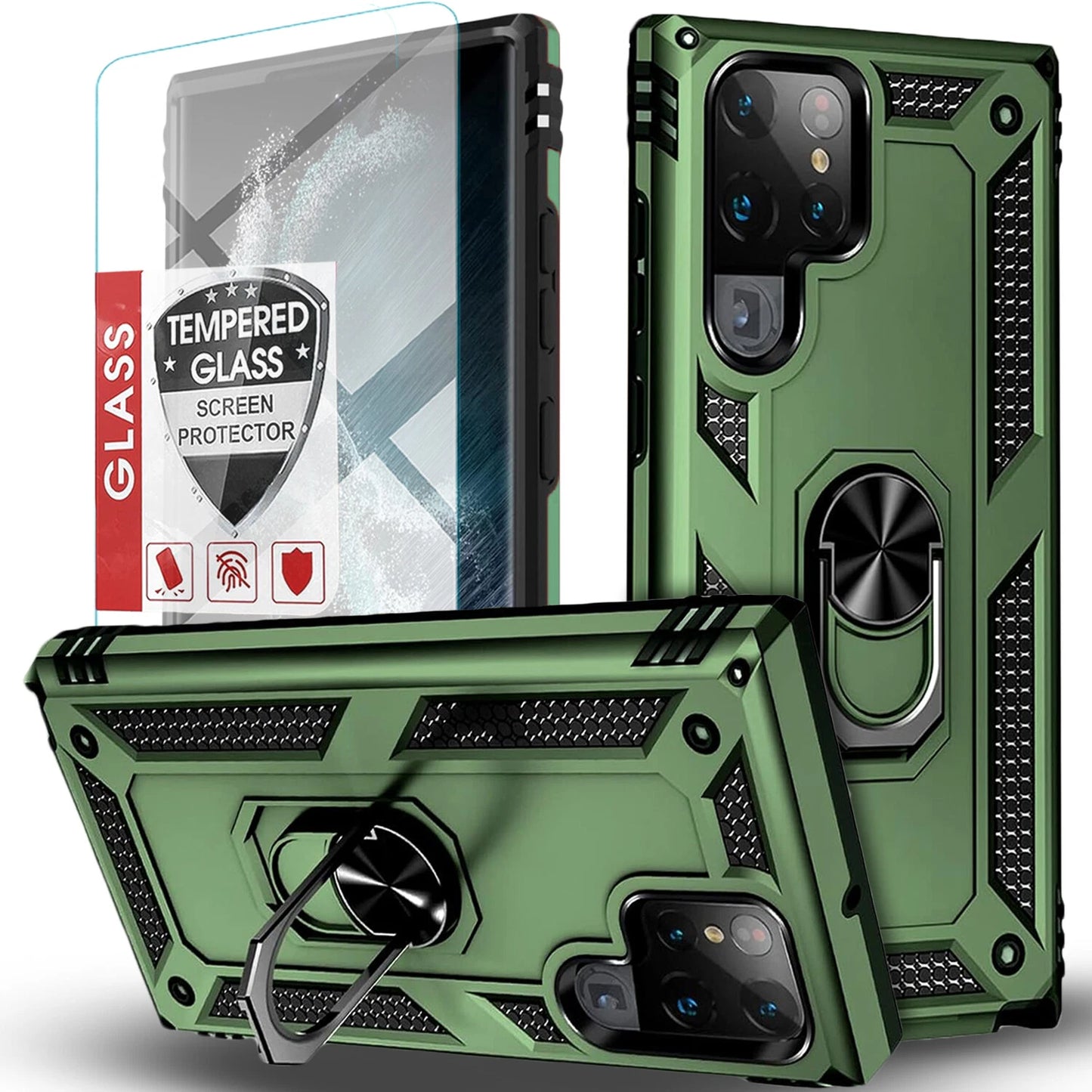 Shockproof Protective Case for Samsung Galaxy S25 Ultra S24 S23 S22 Plus - Clear Cover with Screen Glass Protector