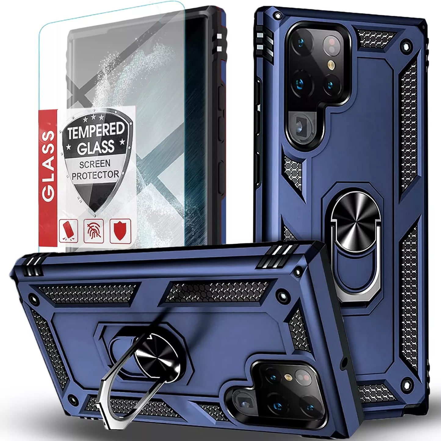 For Samsung Galaxy S25 Ultra S24 S23 S22 S21 FE Case Phone Cover + Screen Glass
