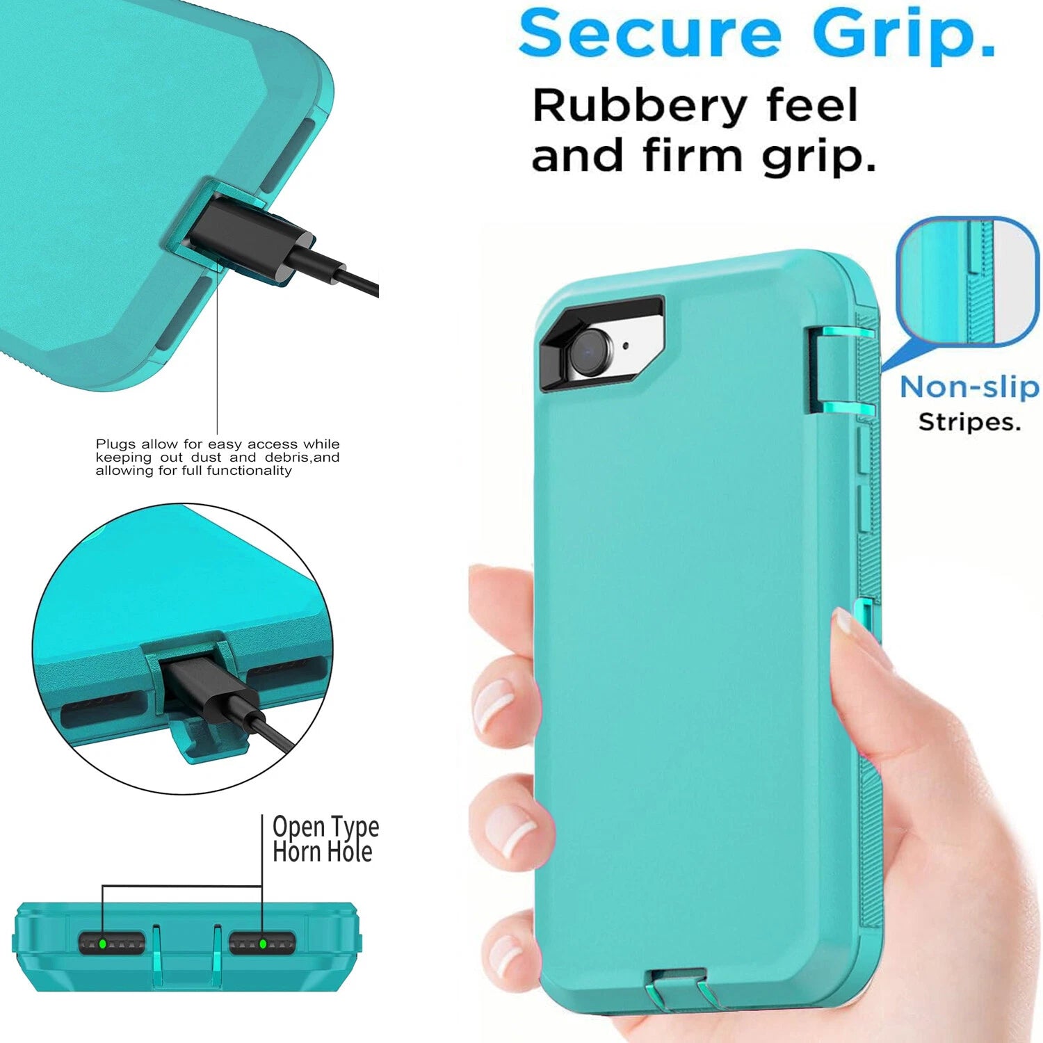 For iPhone SE Case /8/7 Plus/6S Phone Cover Shockproof Heavy Duty + Screen Glass
