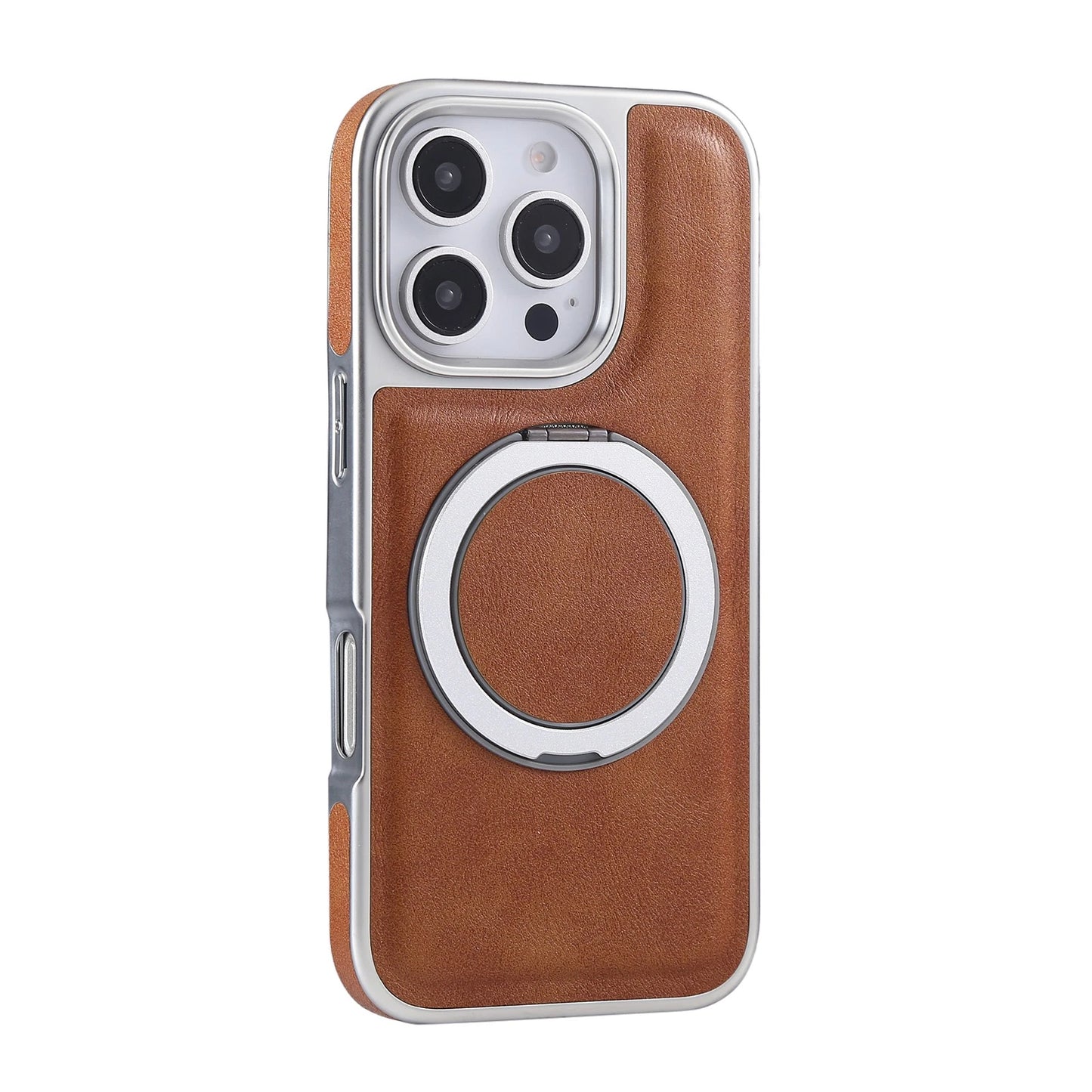 For iPhone 17 Pro Max 16 15 14 13 Shockproof PU Leather Magnetic Ring Stand Case