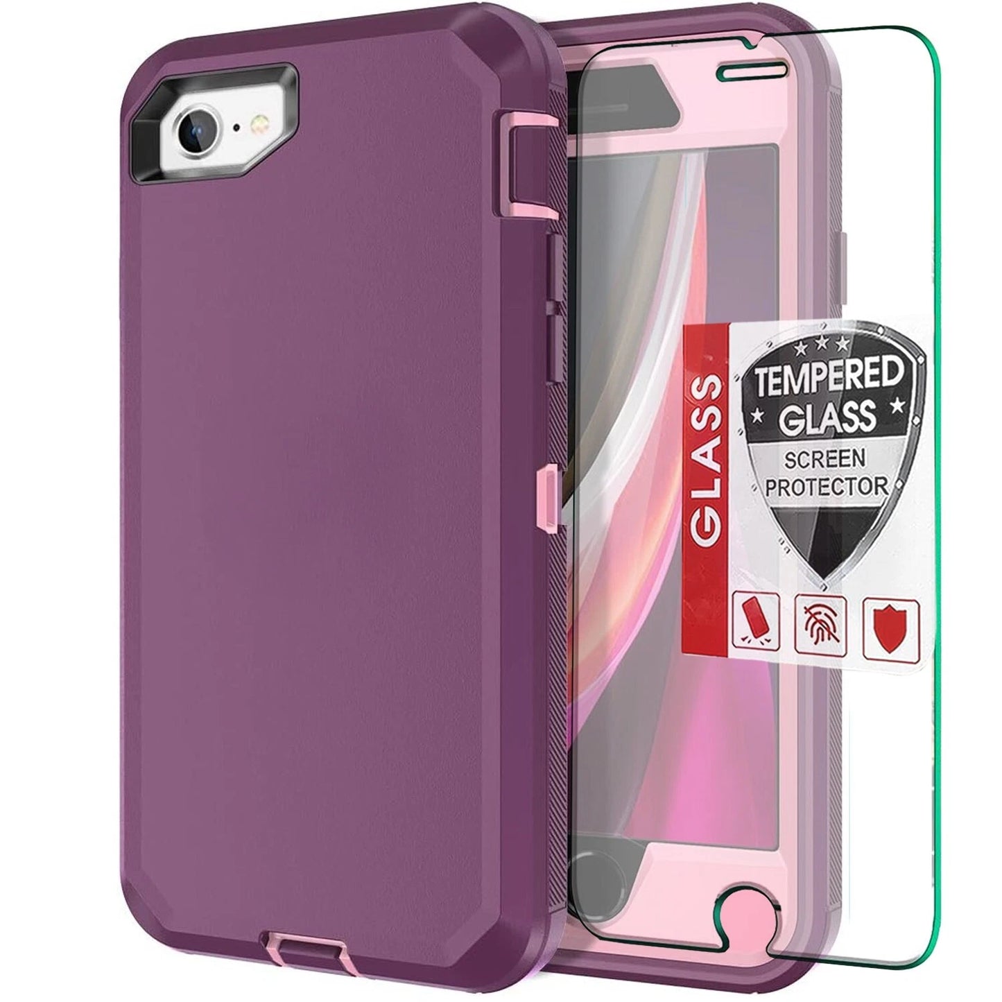 For iPhone SE Case /8/7 Plus/6S Phone Cover Shockproof Heavy Duty + Screen Glass