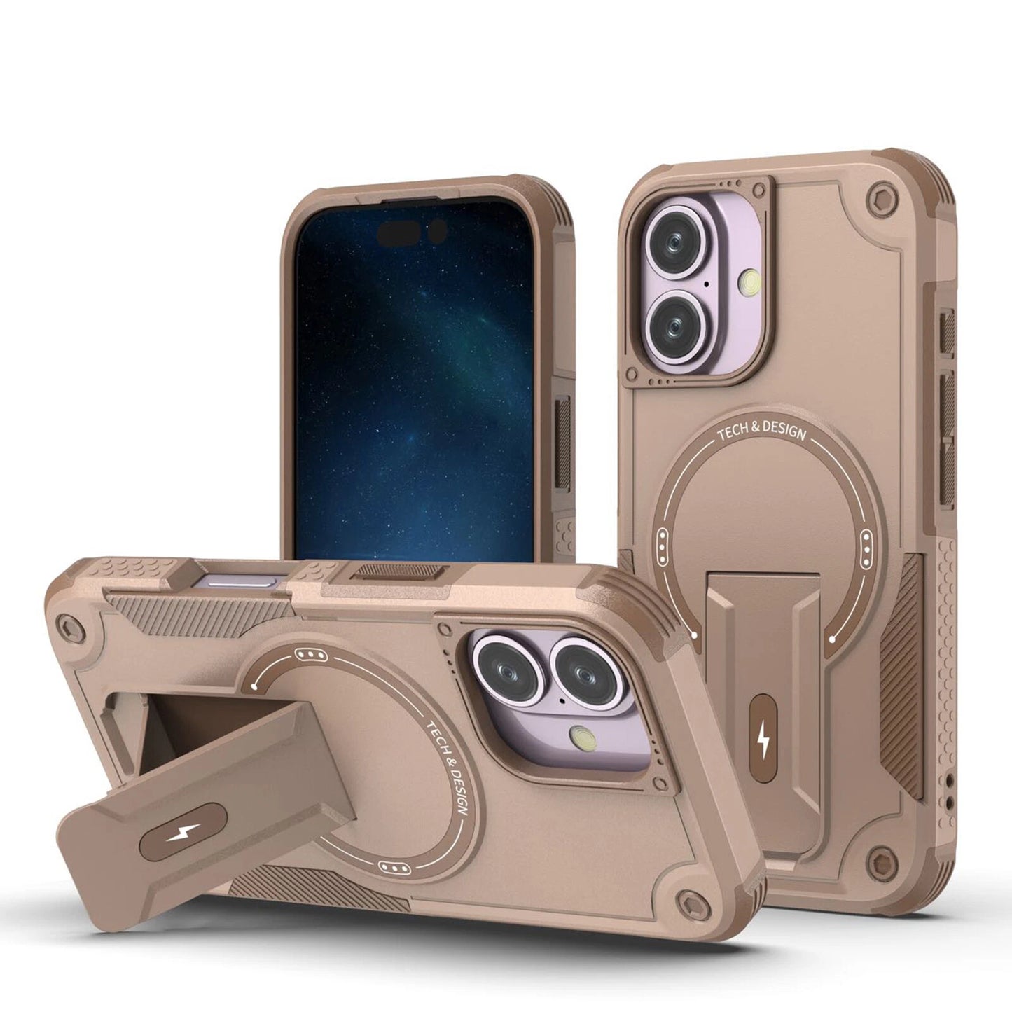 For iPhone 17 16 Pro Max 15 14 13 12 11 Heavy Duty Rugged Magnetic Case + Stand
