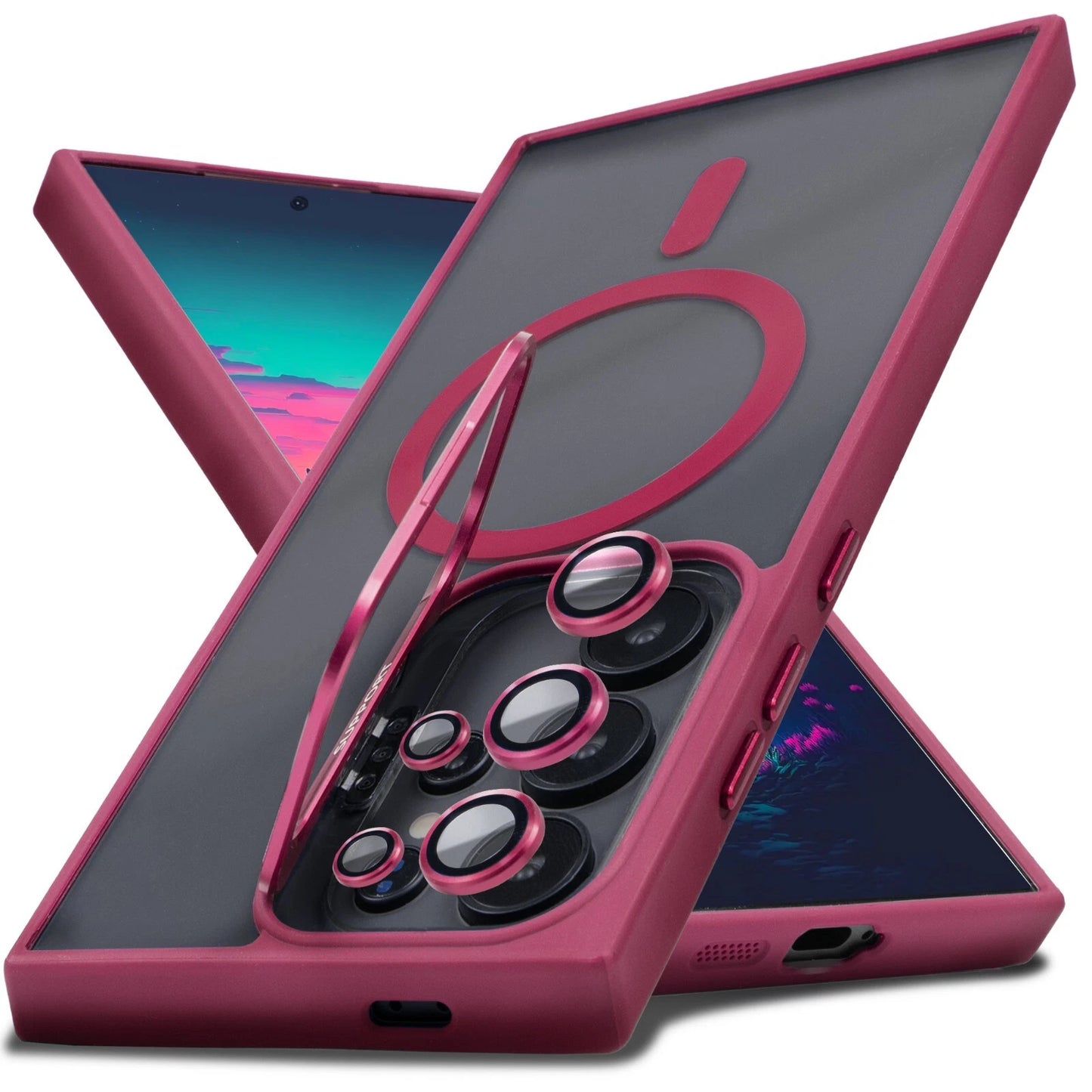 For Samsung Galaxy S25 Ultra S24 S23 S22 Kickstand Mag Safe Case+Lens Protector