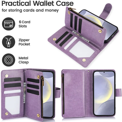 Leather Zipper Wallet Phone Case For Samsung Galaxy S25 S24 Ultra S23 S22 S21 FE