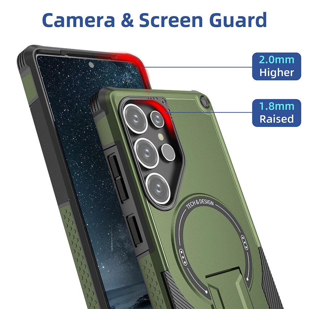 For Samsung Galaxy S25 Ultra S24 A17 A16 A25 A36 Shockpoof Mag Safe Stand Case