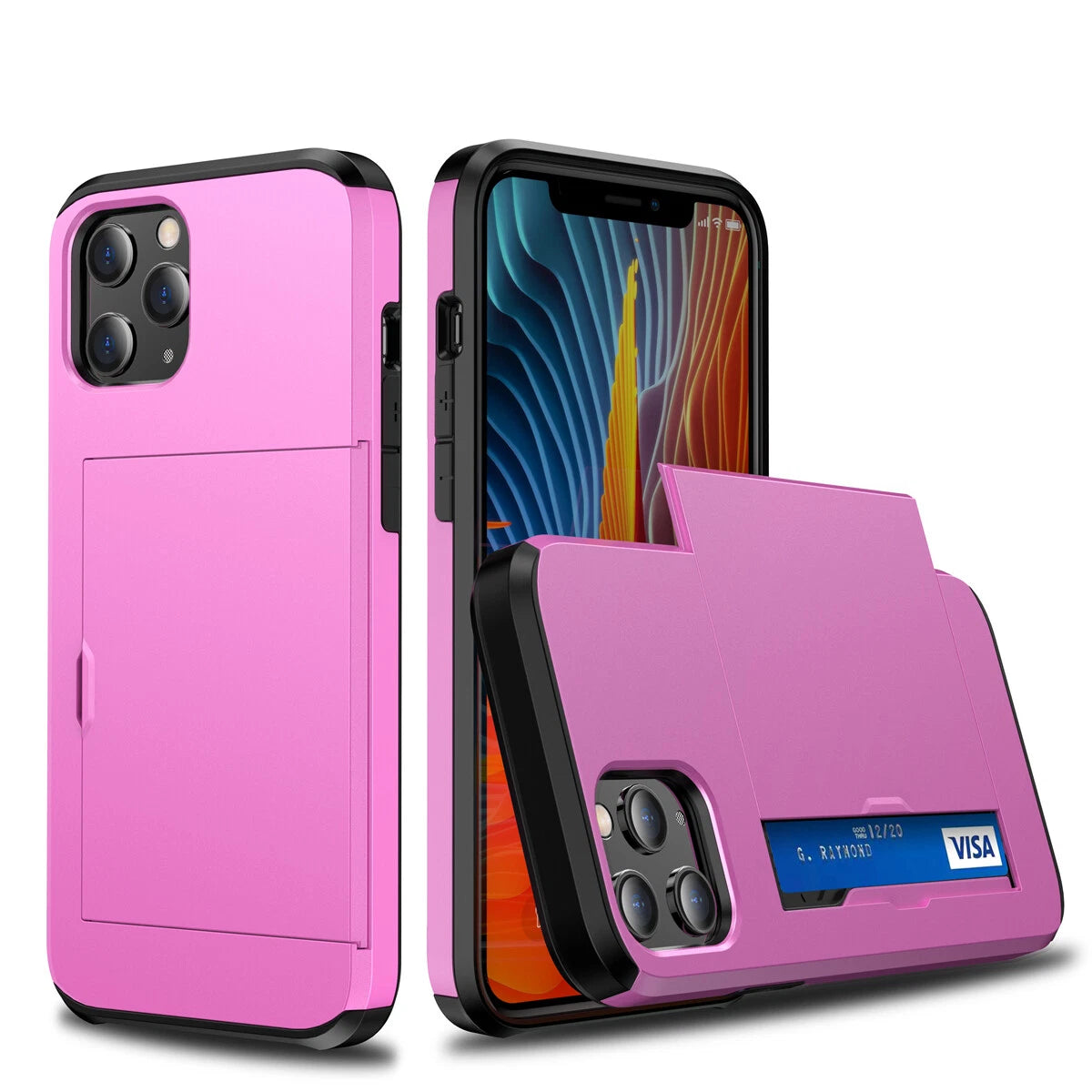 Slide Wallet Case Card Holder For iPhone 14 13 12 11 15 Pro Max X 7 8 Slim Cover