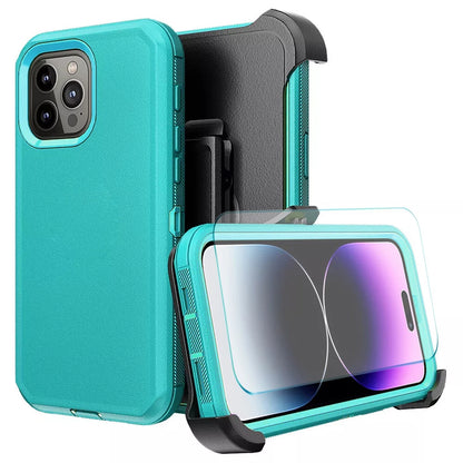 For iPhone 16 Pro Max Case 15 14 13 Phone Cover Shockproof Holster Screen Glass