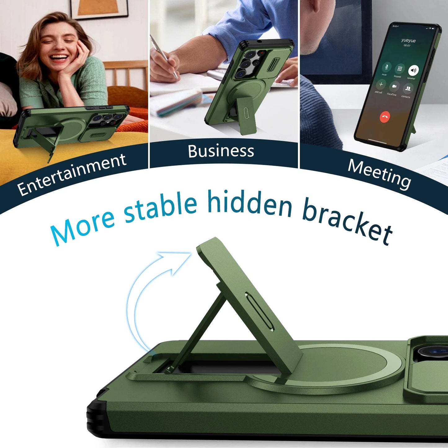For Samsung Galaxy S25FE S24 S25 Ultra Shockproof Mag Safe Stand Slide Lens Case