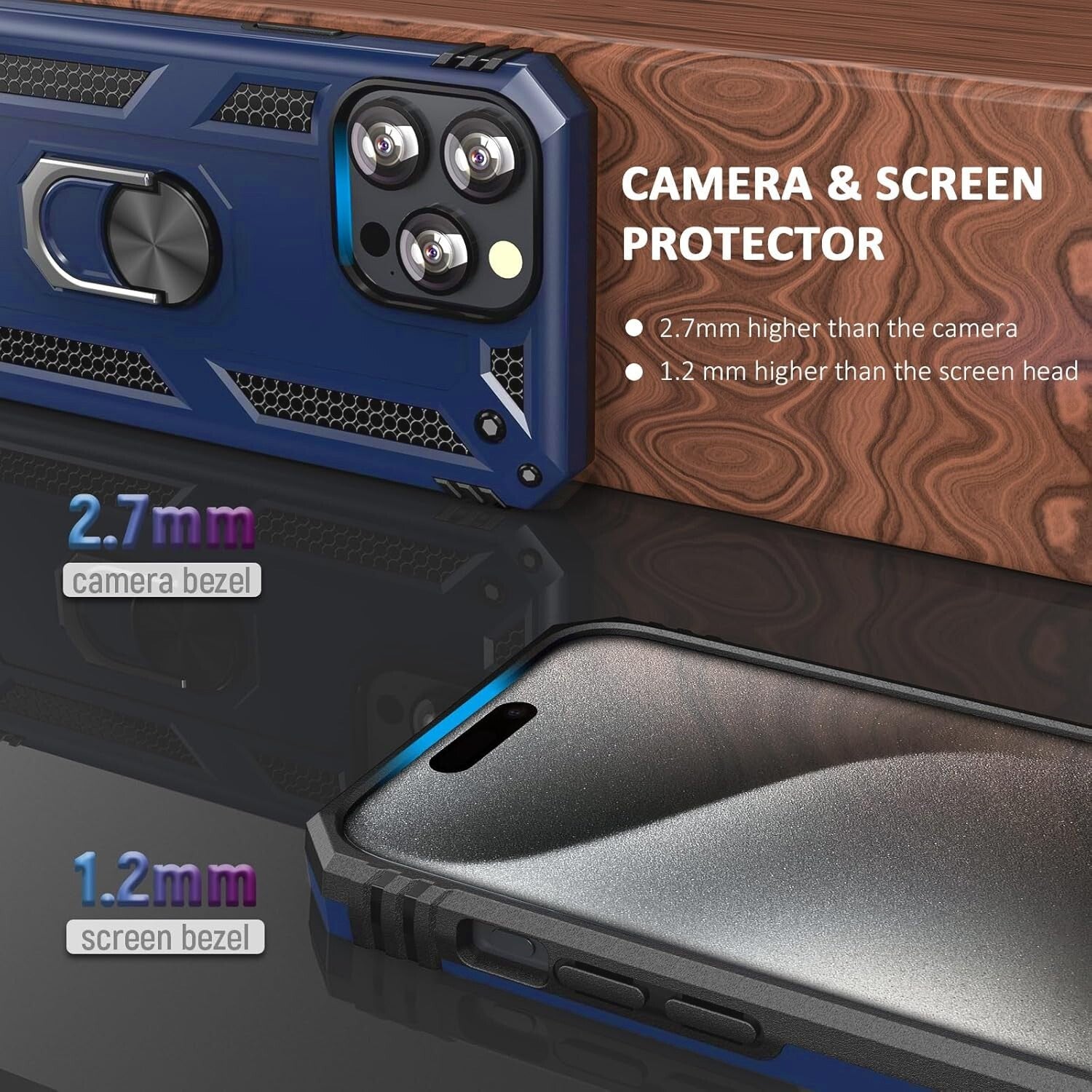 For iPhone 13 Case/13 Pro Max/13 Mini Phone Cover Shockproof + Tempered Glass