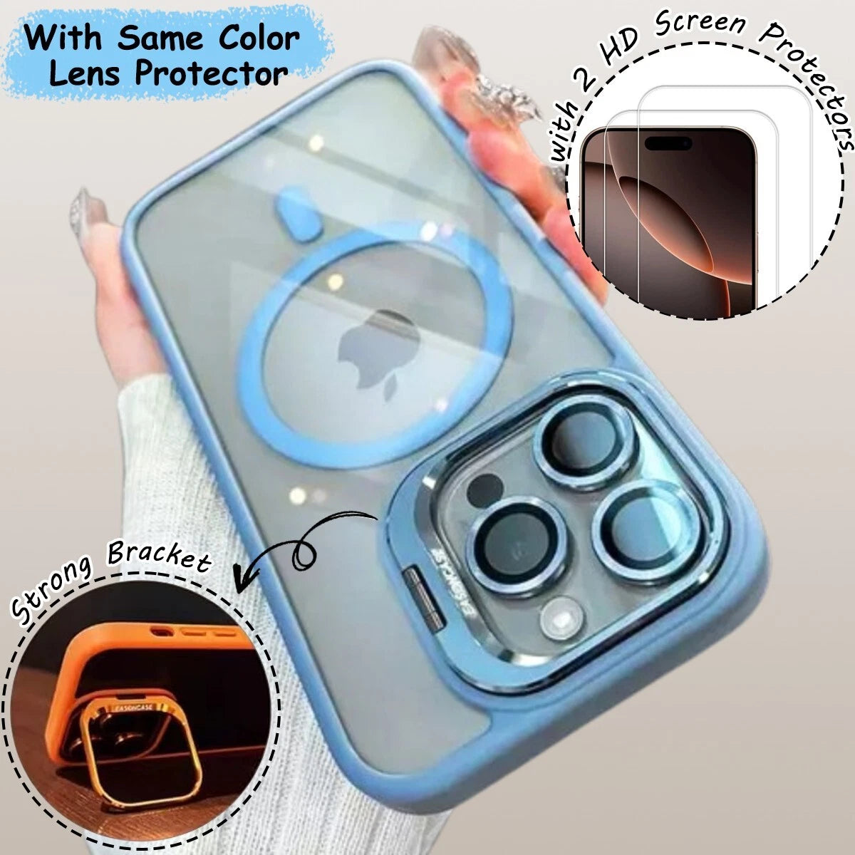 For iPhone 17 16 15 14 13 12 Pro Max Shockproof Mag Case + Lens Screen Protector