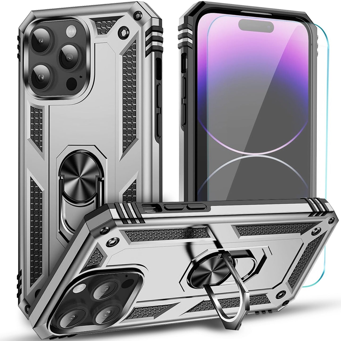 For iPhone 13 Case/13 Pro Max/13 Mini Phone Cover Shockproof + Tempered Glass