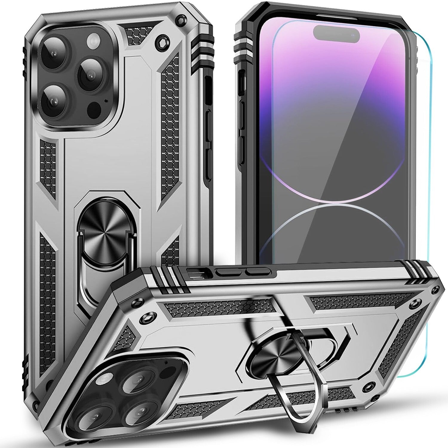 For iPhone 13 Case/13 Pro Max/13 Mini Phone Cover Shockproof + Tempered Glass
