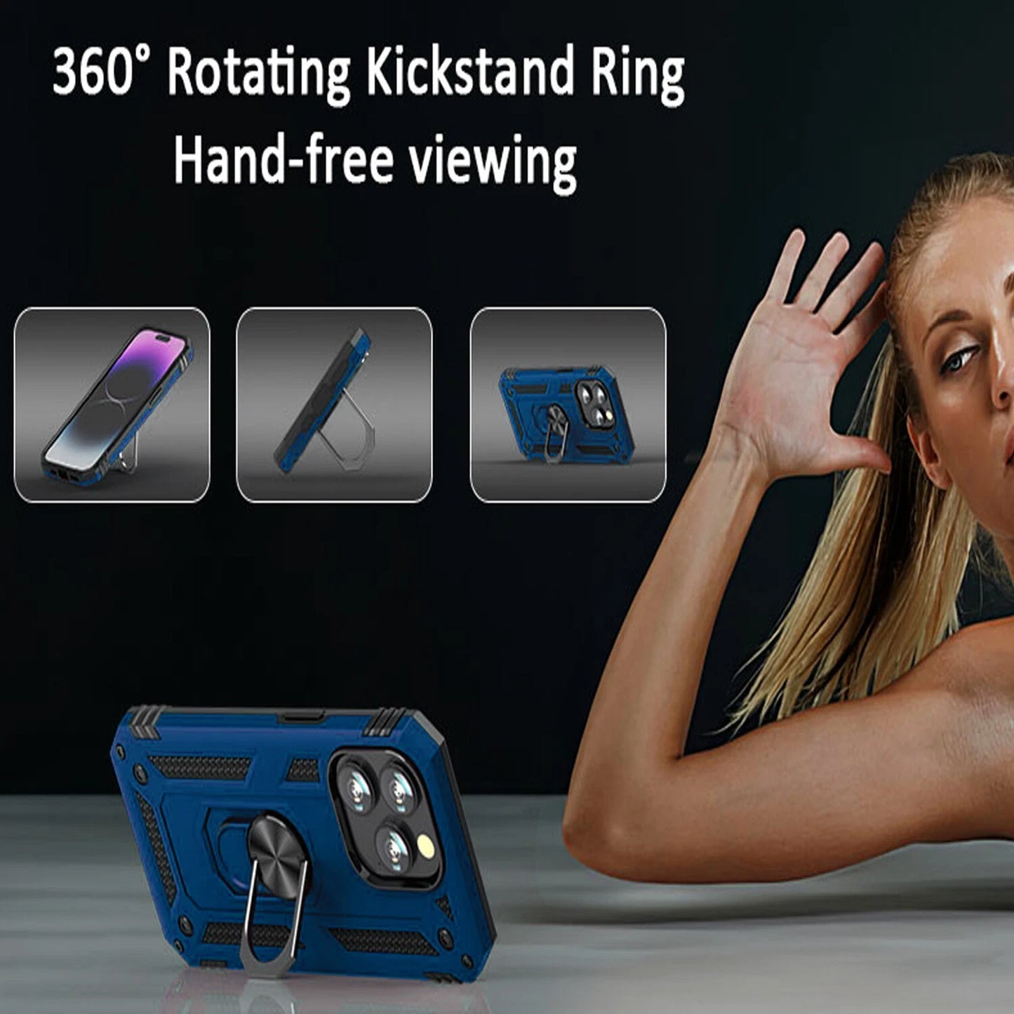 For iPhone 12 Case /12 Pro Max/Mini/ Phone Cover Shockproof Stand + Glass Screen