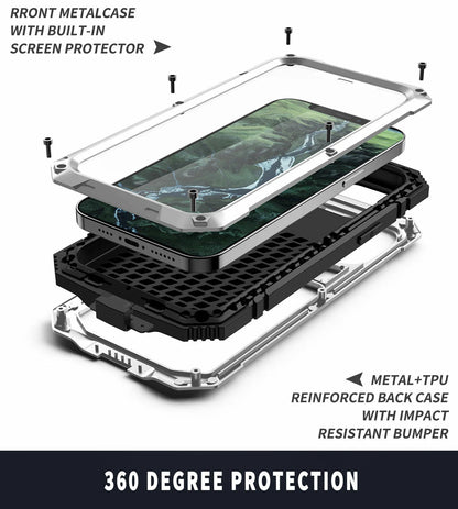 Heavy Duty Armor Metal Screen Glass Stand Case for iPhone 17 Pro Max 16 15 14 13