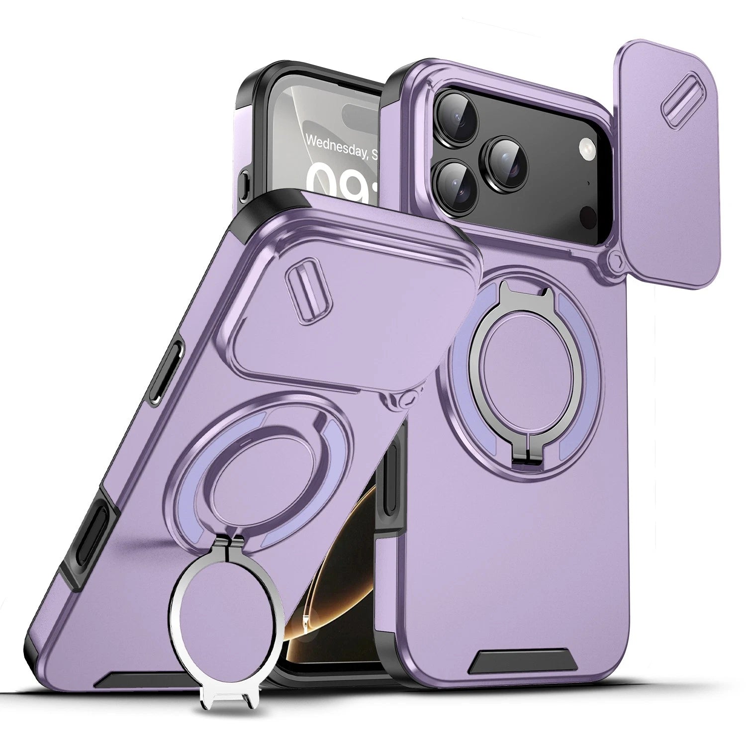 For iPhone 17 16 Pro Max 15 14 13 12 11 Rugged Magnetic Case w Ring Camera Cover