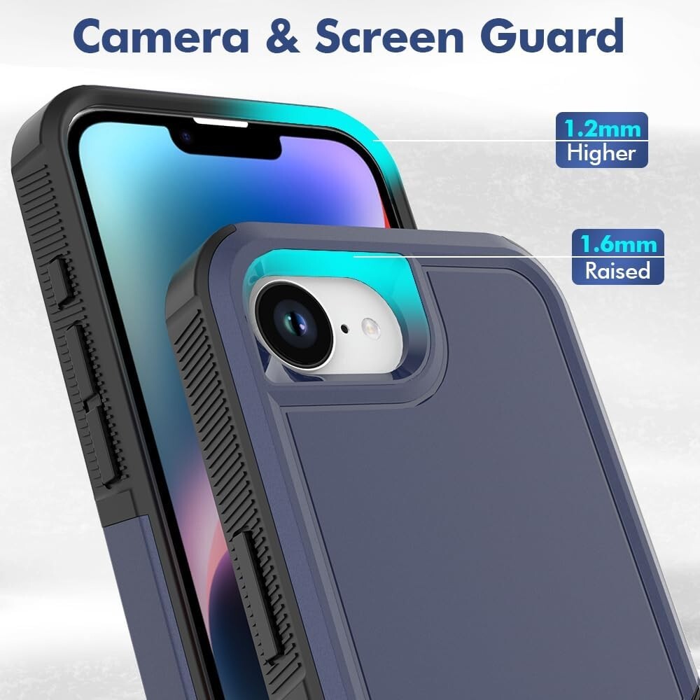 For Apple iPhone 16e Phone Case Heavy-Duty Tough Dual Layer Cover+Tempered Glass