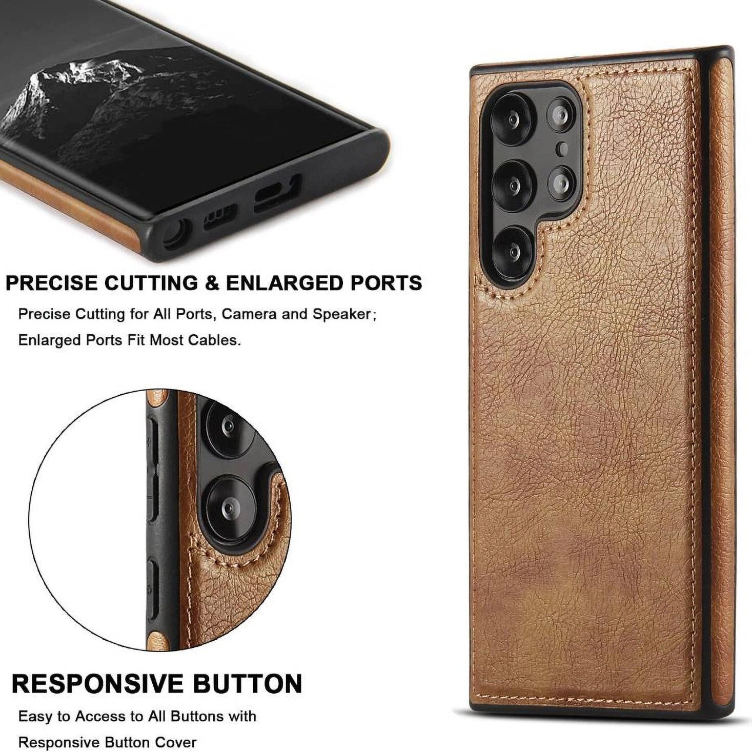 Shockproof Slim Leather Case For Samsung Galaxy S25 S24 S23 S22 Plus Ultra Cover