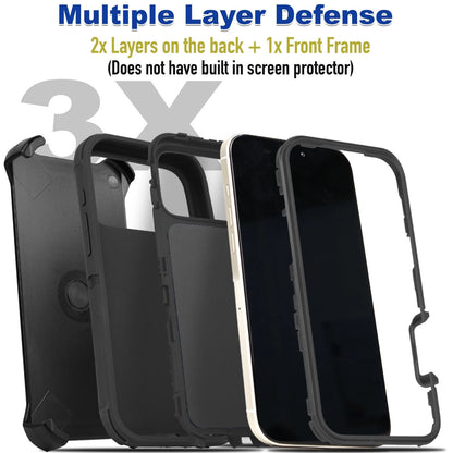 For iPhone 17 Air 16 15 14 Plus Pro Max Case Shockproof Rugged Heavy Duty Clip