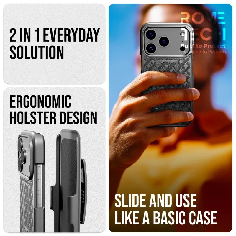 Heavy-Duty Holster Belt Clip Case for iPhone 17 Pro Max, 17 Pro & 17 Air - Rugged Protection with Built-in Kickstand