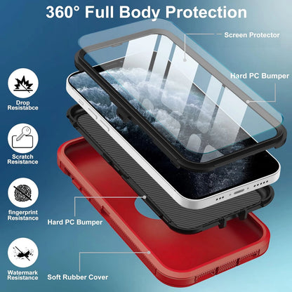 For iPhone 16 Pro Max/16 Pro 15 14 13 11 Case Phone Shockproof Cover+Screen Glas